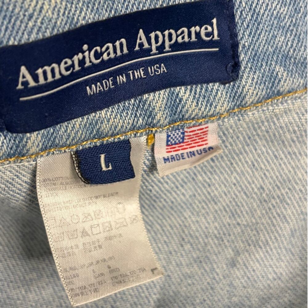 American Apparel Vintage Denim Jacket Large Blue Jean Trucker Jacket Unisex Y2K - Picture 4 of 10